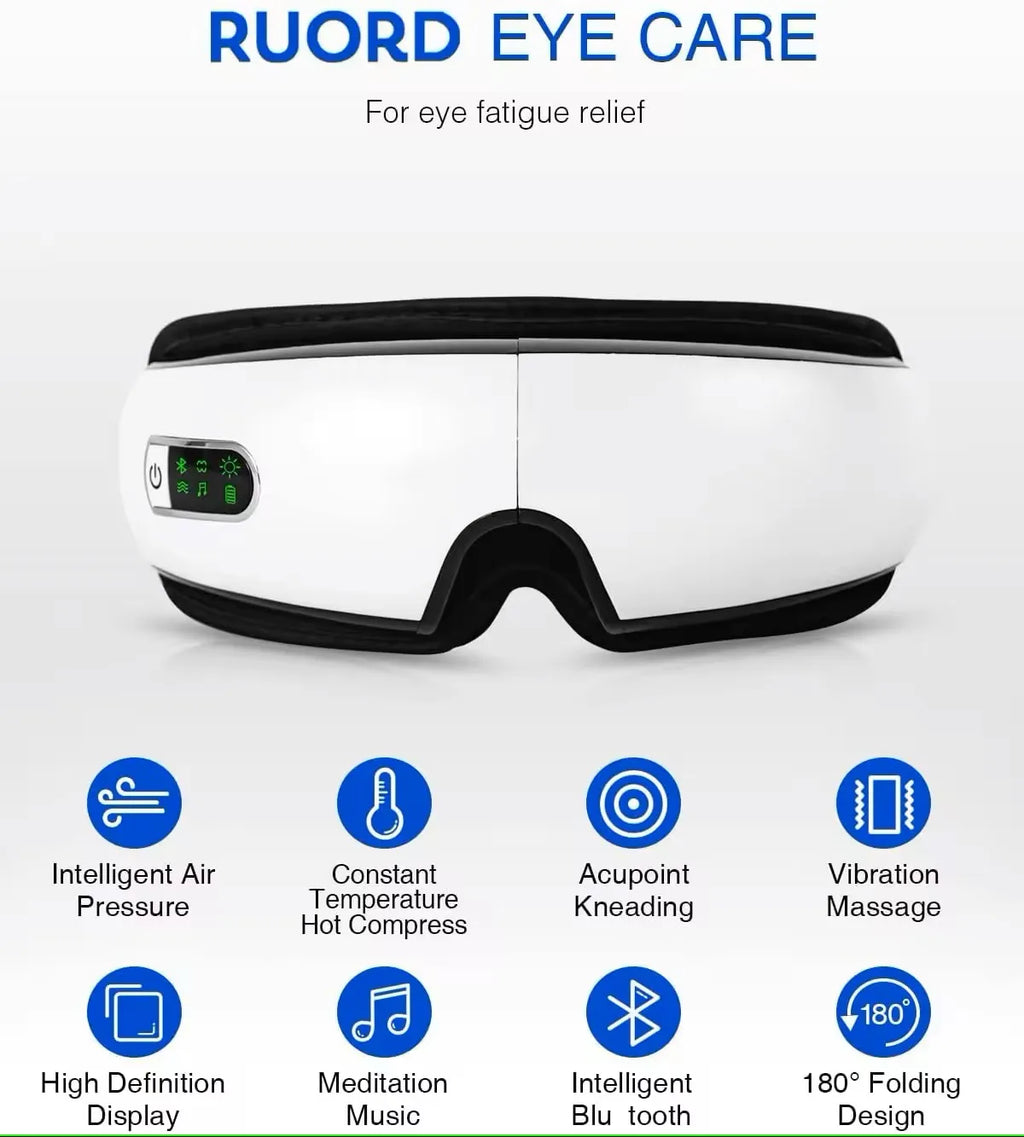 Smart Electric Eye Massager – Heat, Air Pressure & Remote Control for Eye Relief