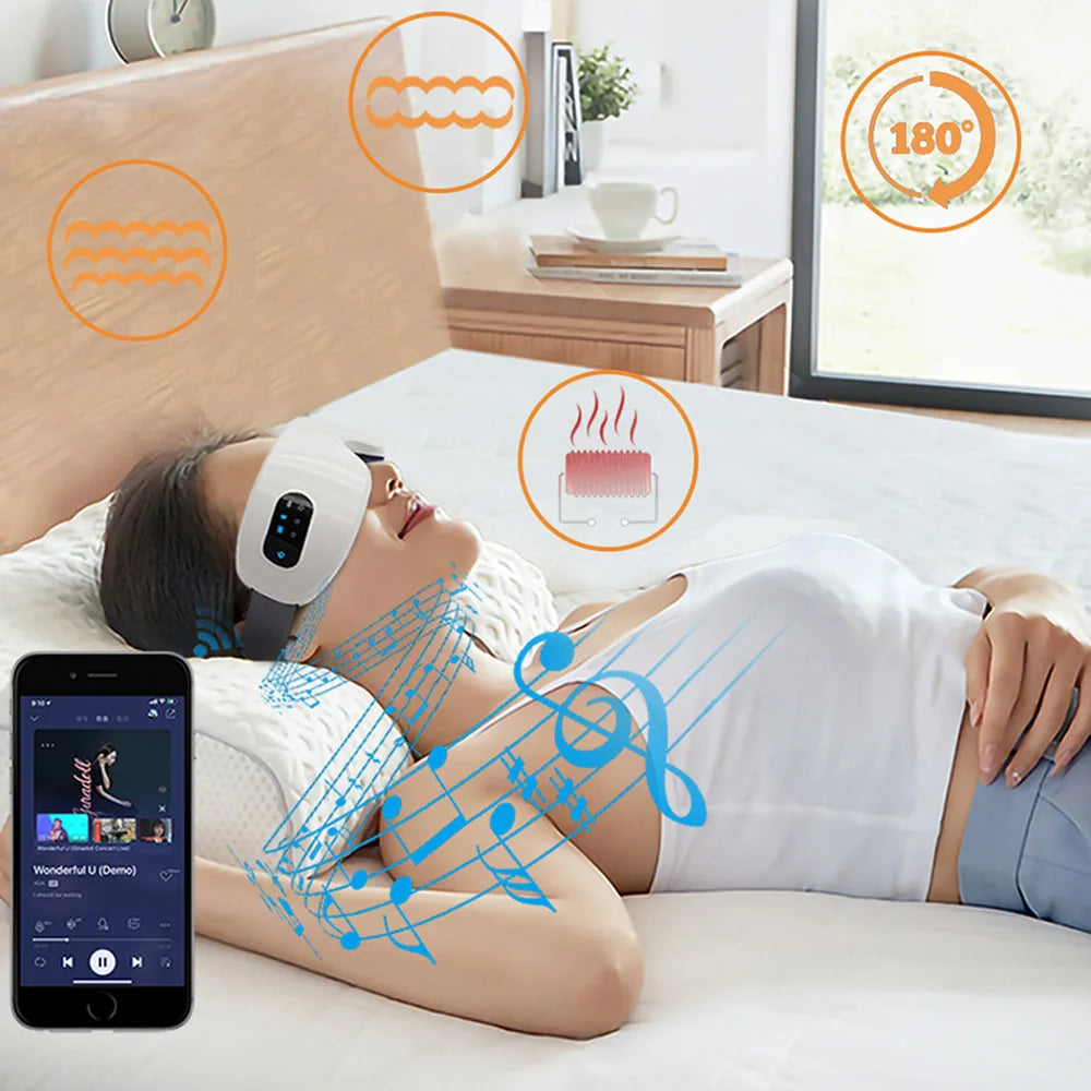 Smart Electric Eye Massager – Heat Compress & Music for Eye Fatigue & Sleep