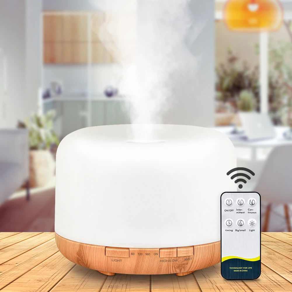 Essential Oil Diffuser & Humidifier – 300ml / 500ml / 1000ml with LED Lights & Remote Control