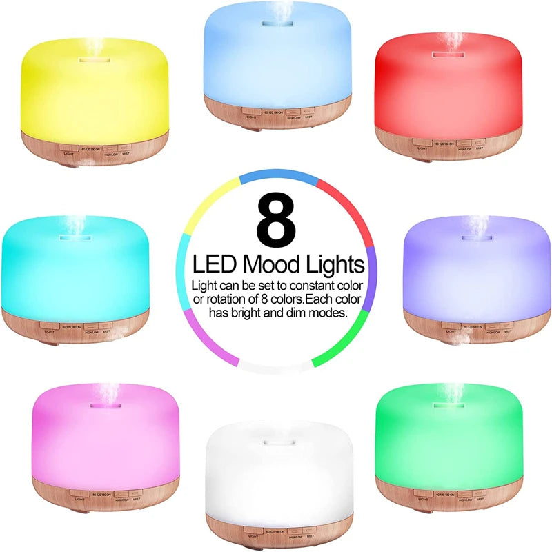 Mini Wood Grain Aroma Diffuser – USB Humidifier with Colourful Night Lights