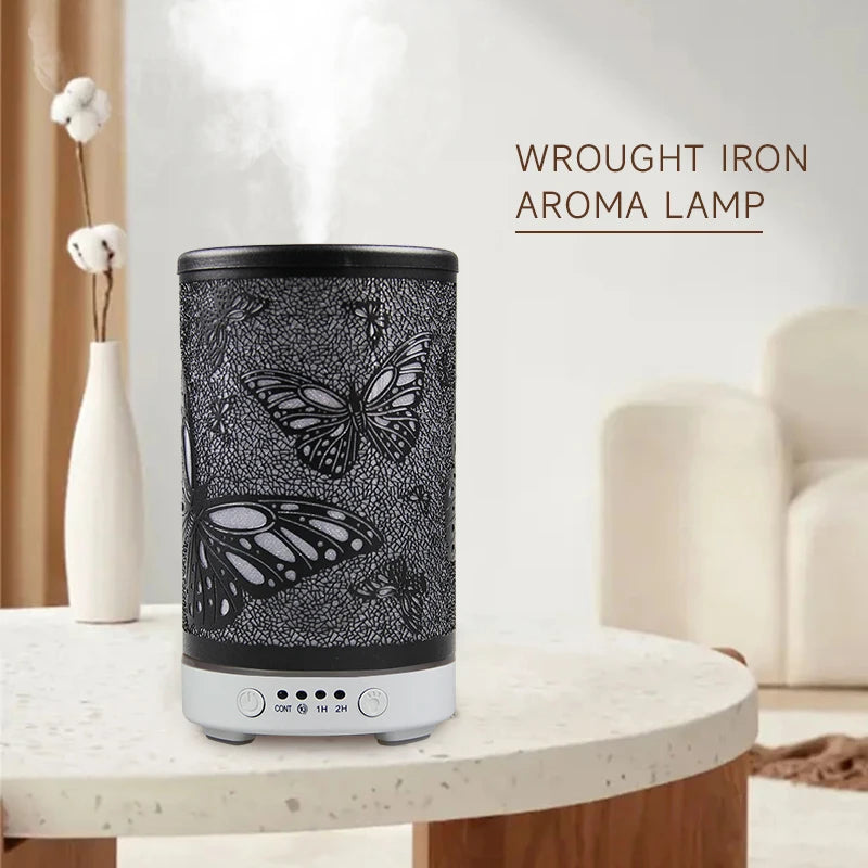 100ml Scent Diffuser Timing Function Ultrasonic Air Humidifier Hollow Butterfly Smart Home Appliances with LED Night Lights