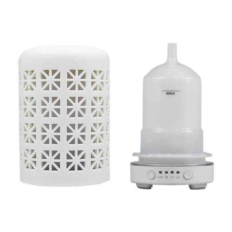 Ceramic Ultrasonic Aroma Diffuser – Timer, LED Lights & Desktop Essential Oil Humidifier