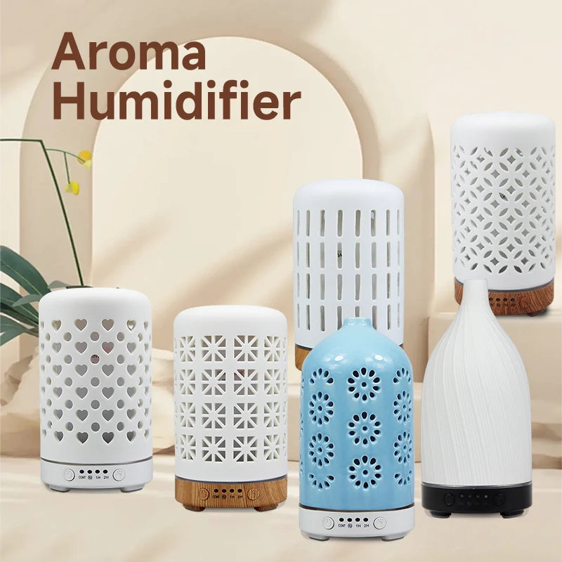 Ceramic Ultrasonic Aroma Diffuser – Timer Function, LED Lights & Essential Oil Diffuser