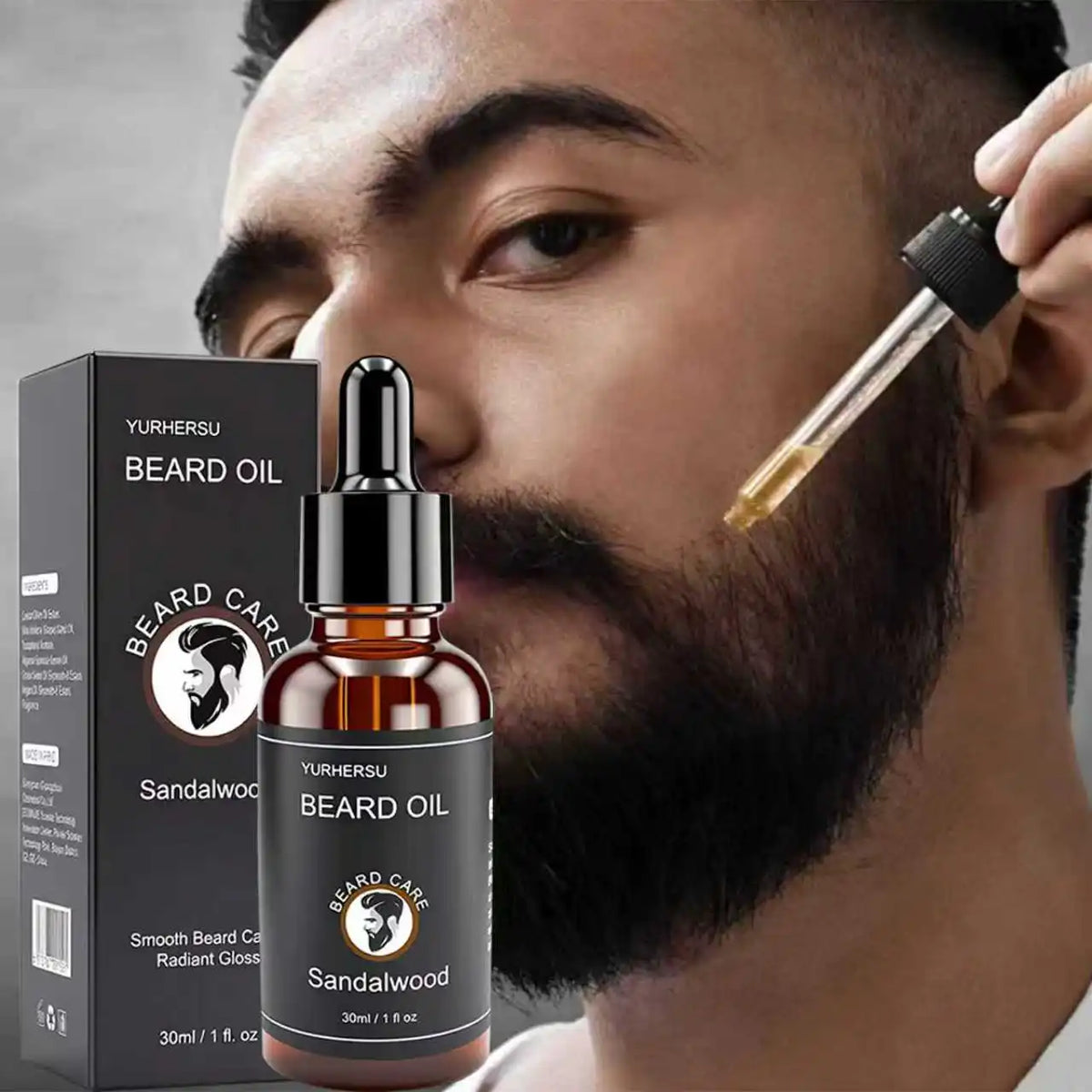 YURHERSU30ml new facial hair and beard growth oil is suitable for men's thick, soft, smooth, nutritious beard oil beard care