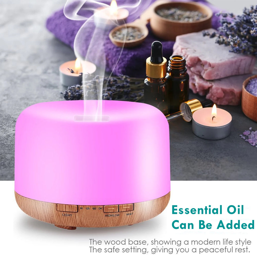 Mini Wood Grain USB Aroma Diffuser – Essential Oil Humidifier with Colourful Night Lights