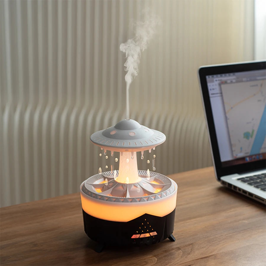 UFO Raindrop Aroma Diffuser – 7 Colour LED, Remote Control & Essential Oil Humidifier