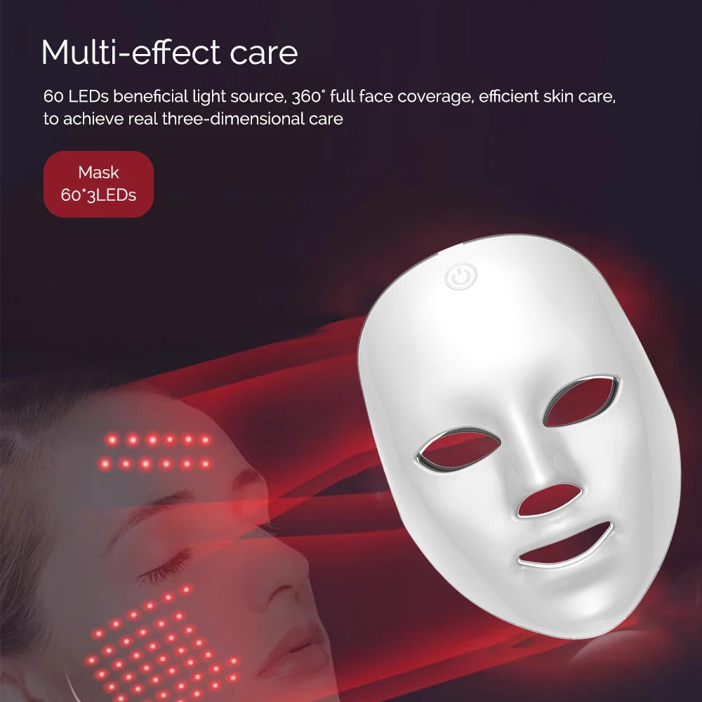Wireless 7-Colour LED Face & Neck Mask – Photon Anti-Ageing & Skin Rejuvenation