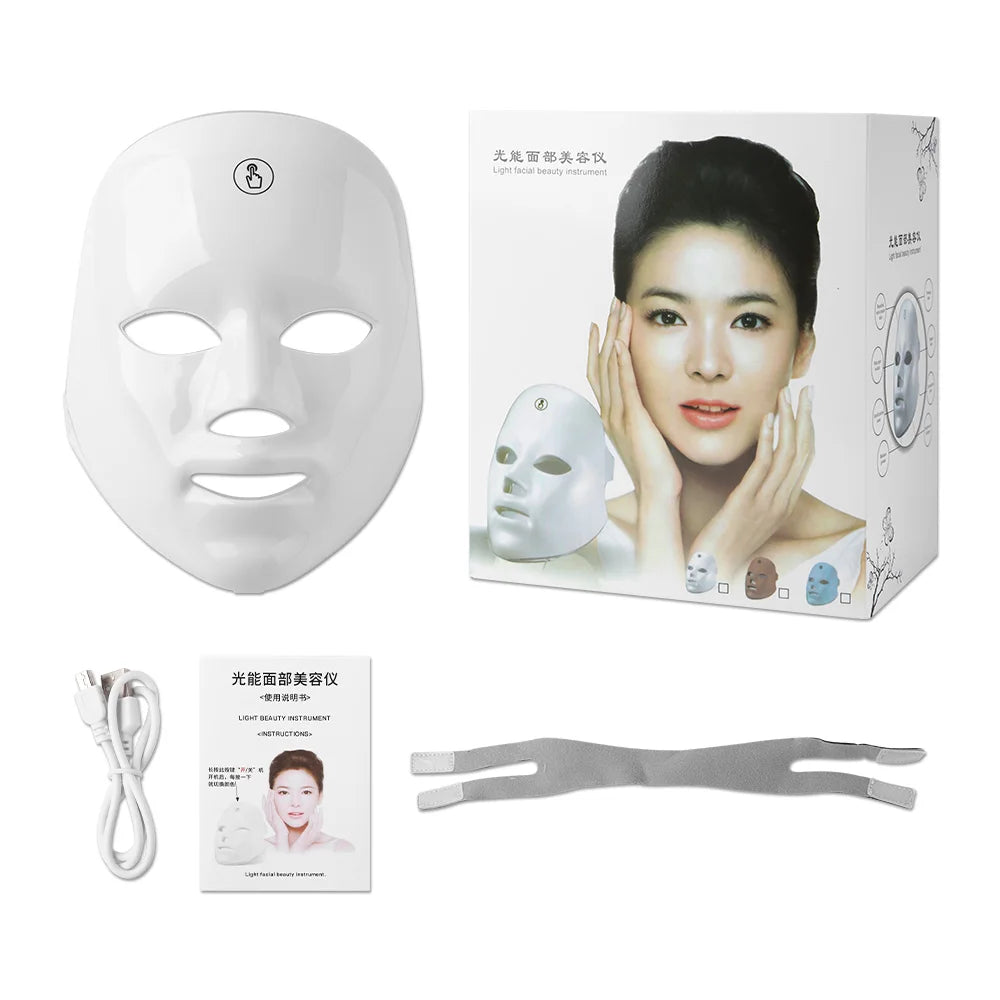 Rechargeable 7-Colour LED Facial Mask – Photon Skin Rejuvenation, Lifting & Whitening