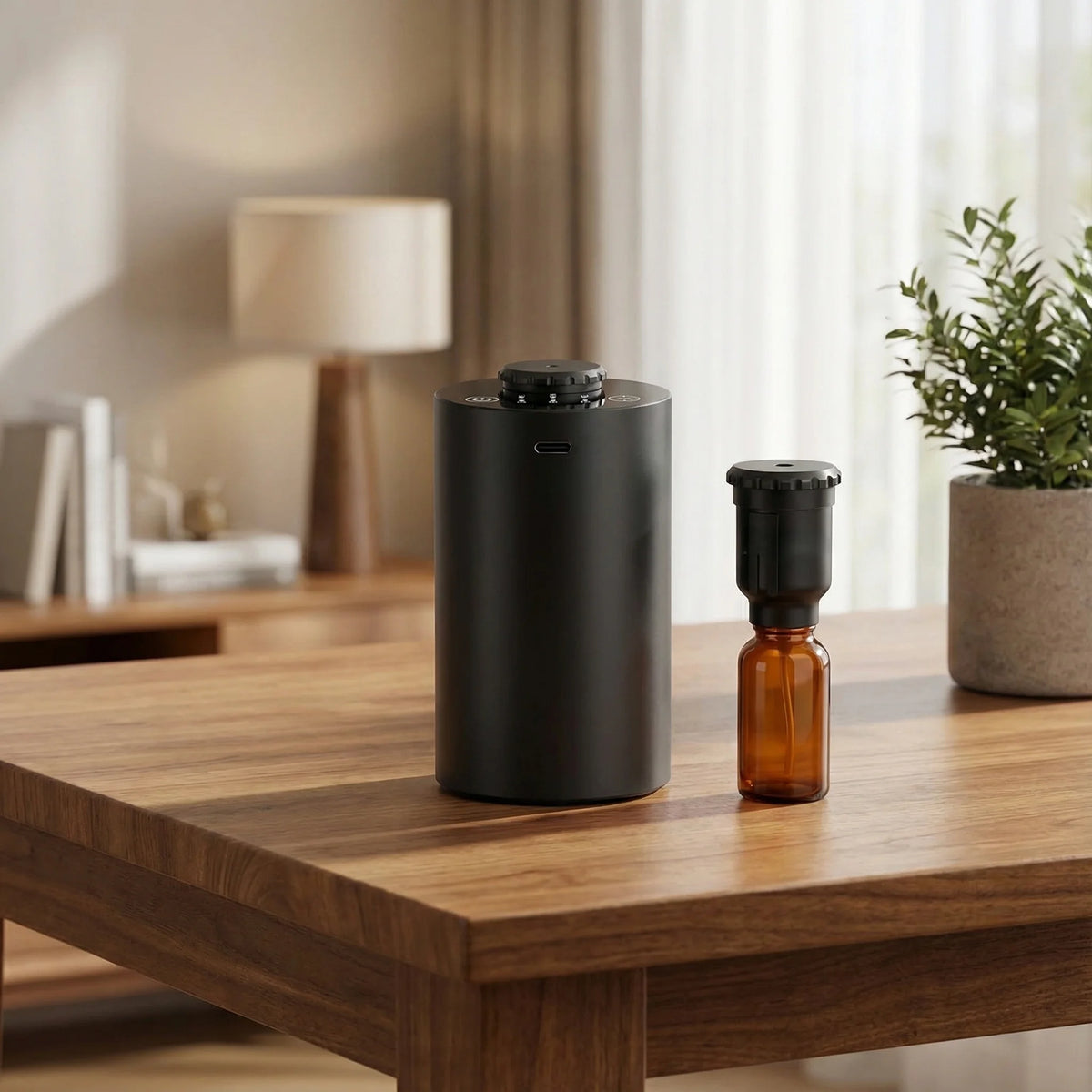 Waterless Cordless Essential Oil Diffuser – Battery Operated, 3 Mist Levels, Car & Home Use
