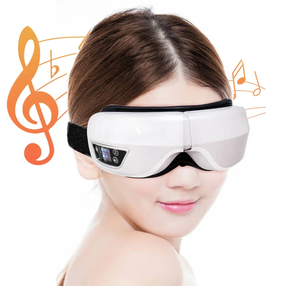 Smart Foldable Eye Massager – Vibration, Airbag Compression & Bluetooth for Eye Relaxation