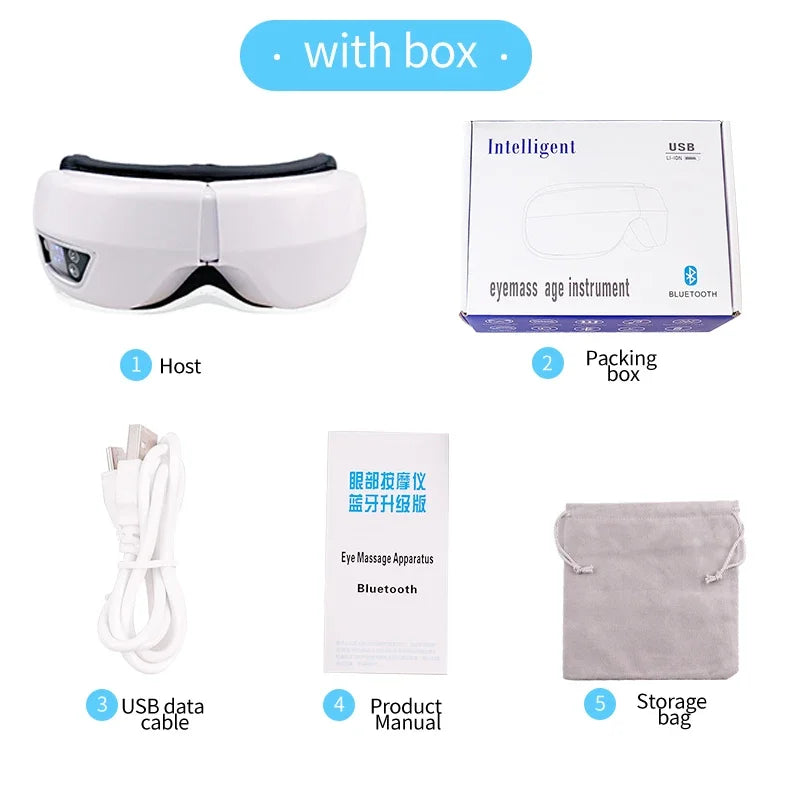 Smart Eye Massager – Vibration, Airbag Compression, Foldable & Bluetooth Music Eye Care