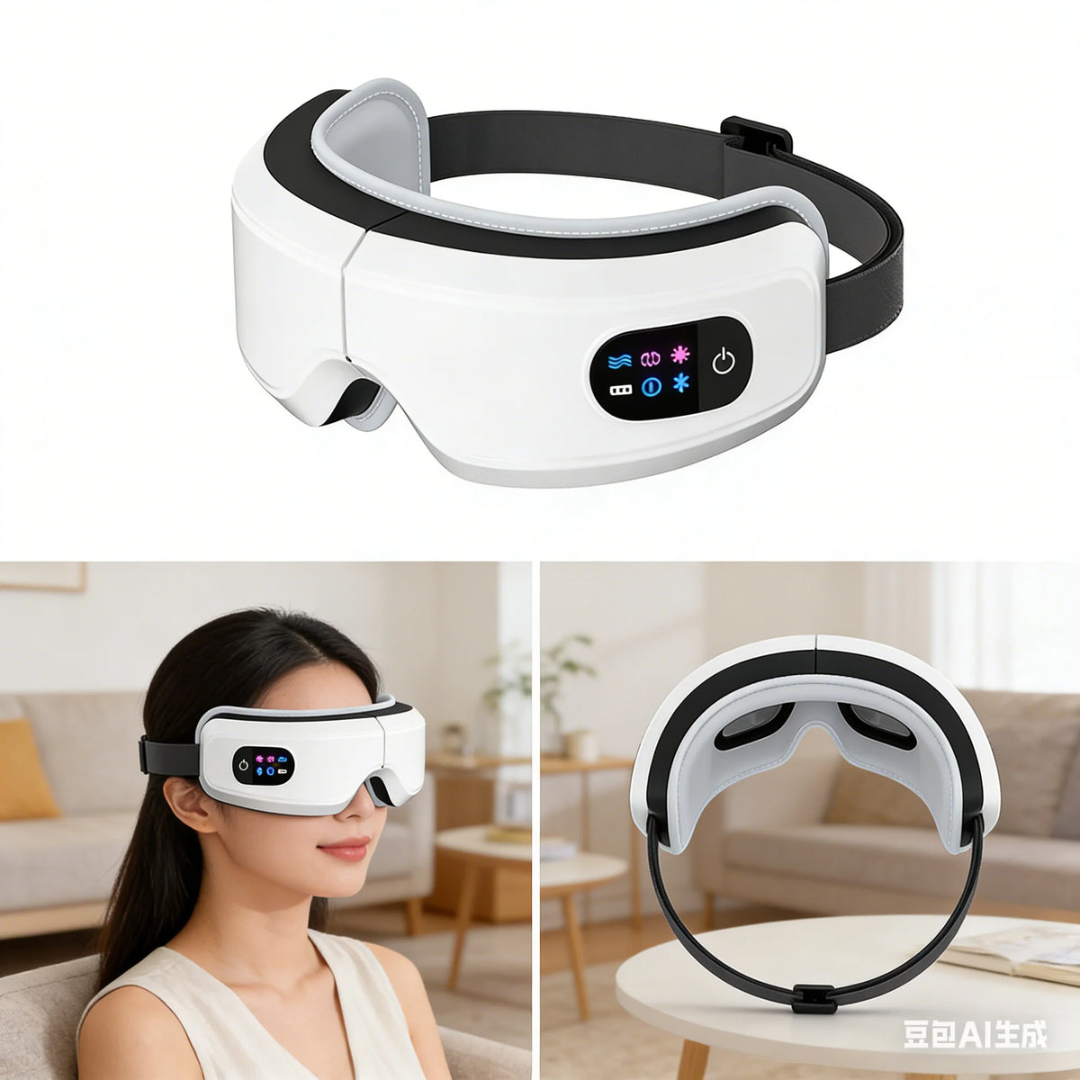 Smart Vibration Eye Massager – Bluetooth Music & Air Compression for Eye Relief & Sleep