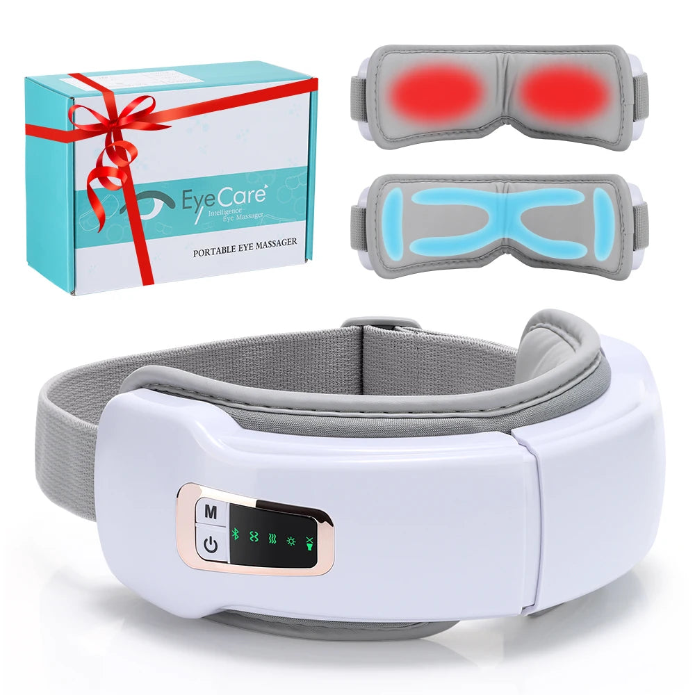 Foldable Eye Massager with Air Pressure, Heat Compress & Bluetooth Music – Smart Eye Care Glasses