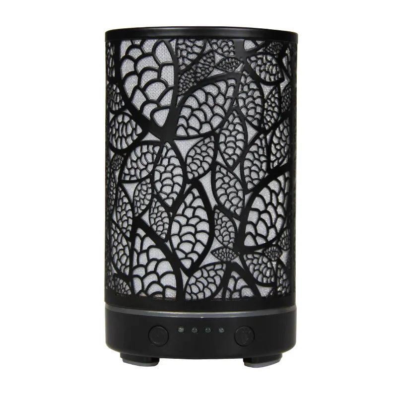 Aroma Diffuser Iron Hollow Leaves Ultrasonic Air Humidifier Desktop Humidifier Smart Home Appliances Room Decor with Led Light