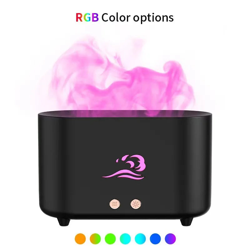 Flame Air Humidifier 225ml Home Electric Ultrasonic Aroma Can Be added Essential Oil  With 7 Color LED Mist Sprayer