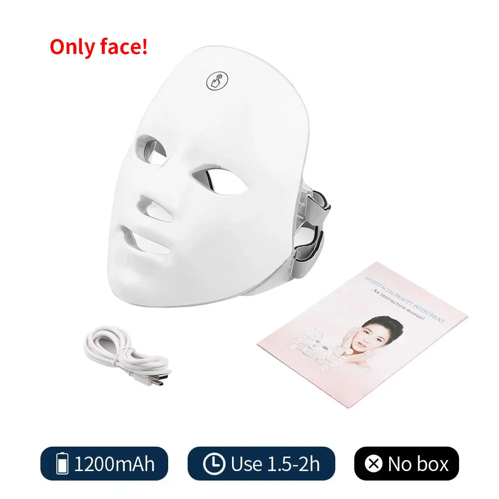 Wireless 7-Colour LED Face & Neck Mask – Photon Anti-Ageing & Skin Rejuvenation