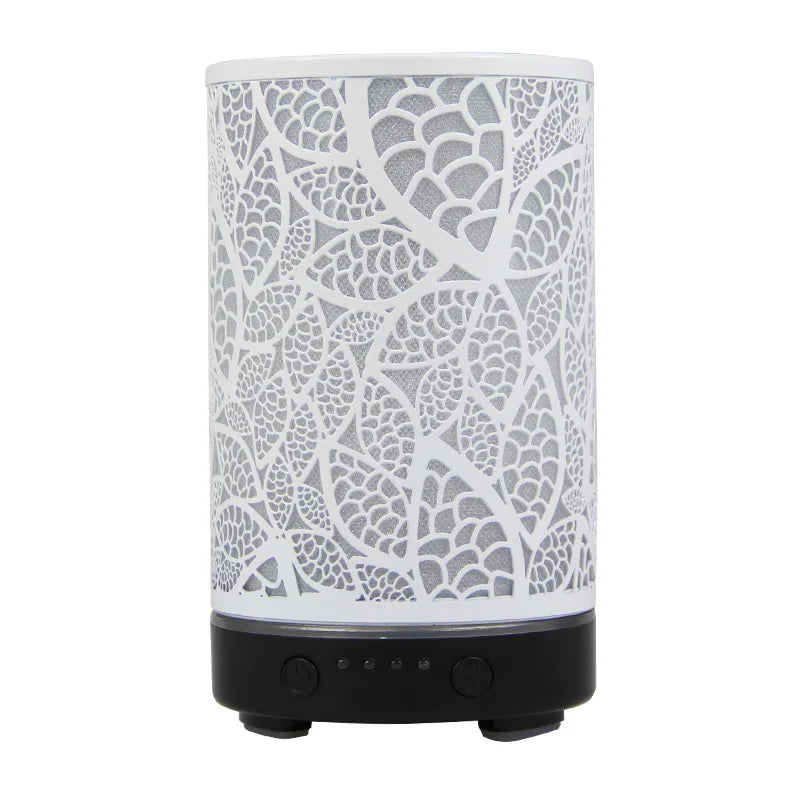 Aroma Diffuser Iron Hollow Leaves Ultrasonic Air Humidifier Desktop Humidifier Smart Home Appliances Room Decor with Led Light