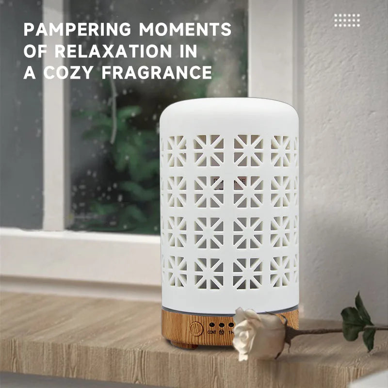 Ceramic Ultrasonic Aroma Diffuser – Timer Function, LED Lights & Essential Oil Diffuser