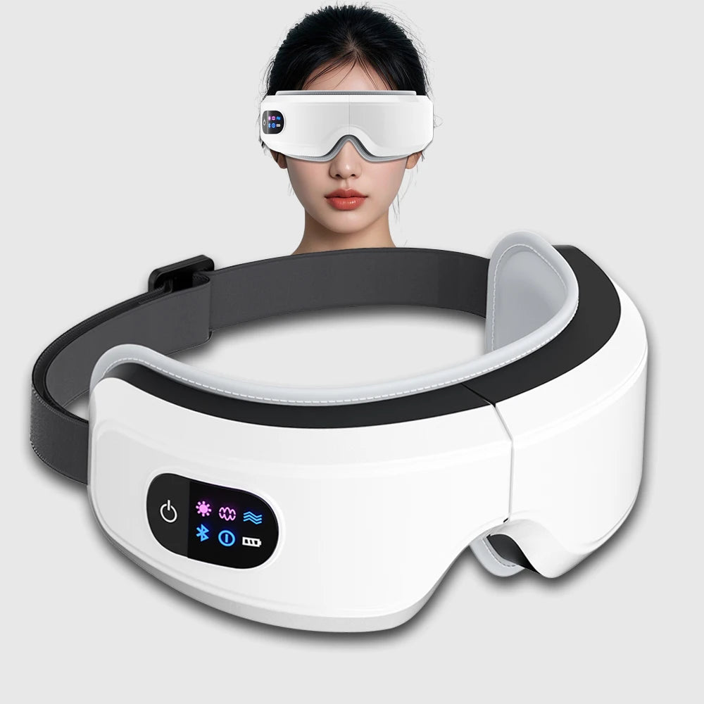 Smart Vibration Eye Massager – Bluetooth Music & Air Compression for Eye Relief & Sleep