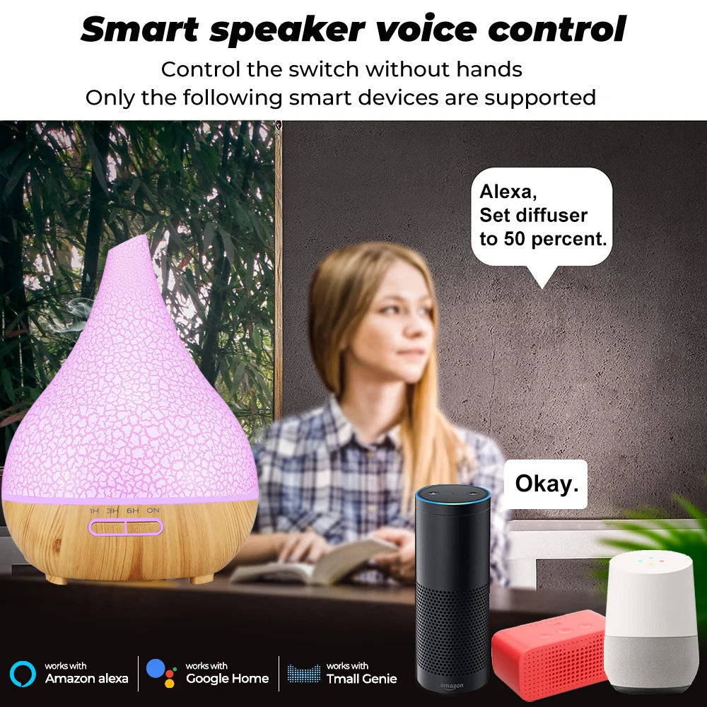 Tuya WiFi Smart Humidifier & Aroma Diffuser – Works with Google Home & Alexa
