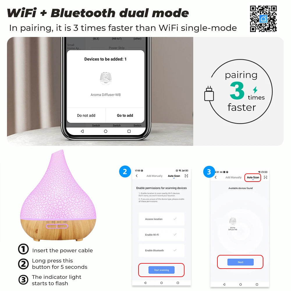 Tuya WiFi Smart Aroma Diffuser – Works with Google Home & Alexa, Ultrasonic Humidifier