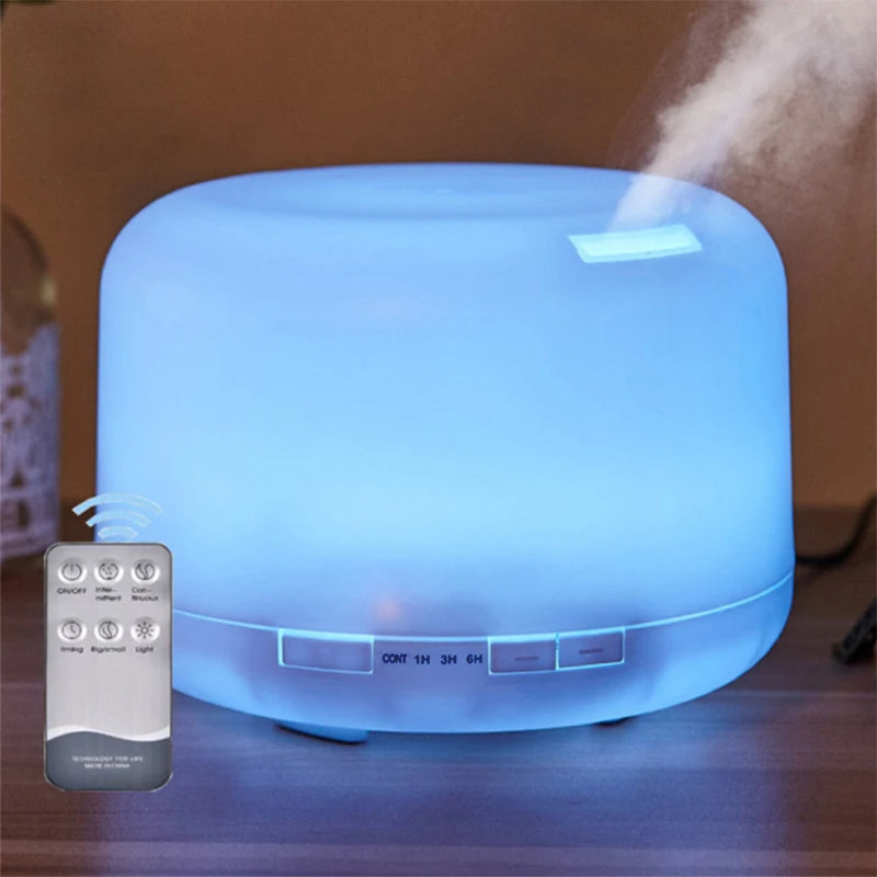500ml Ultrasonic Aroma Diffuser – Remote Control & LED Night Lights Essential Oil Humidifier