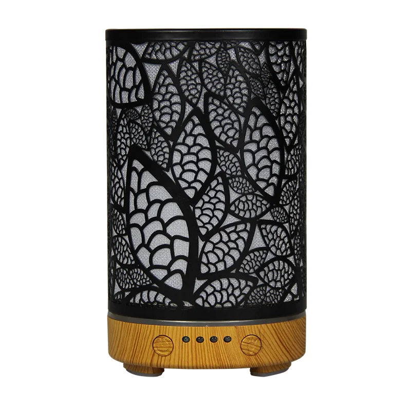Aroma Diffuser Iron Hollow Leaves Ultrasonic Air Humidifier Desktop Humidifier Smart Home Appliances Room Decor with Led Light