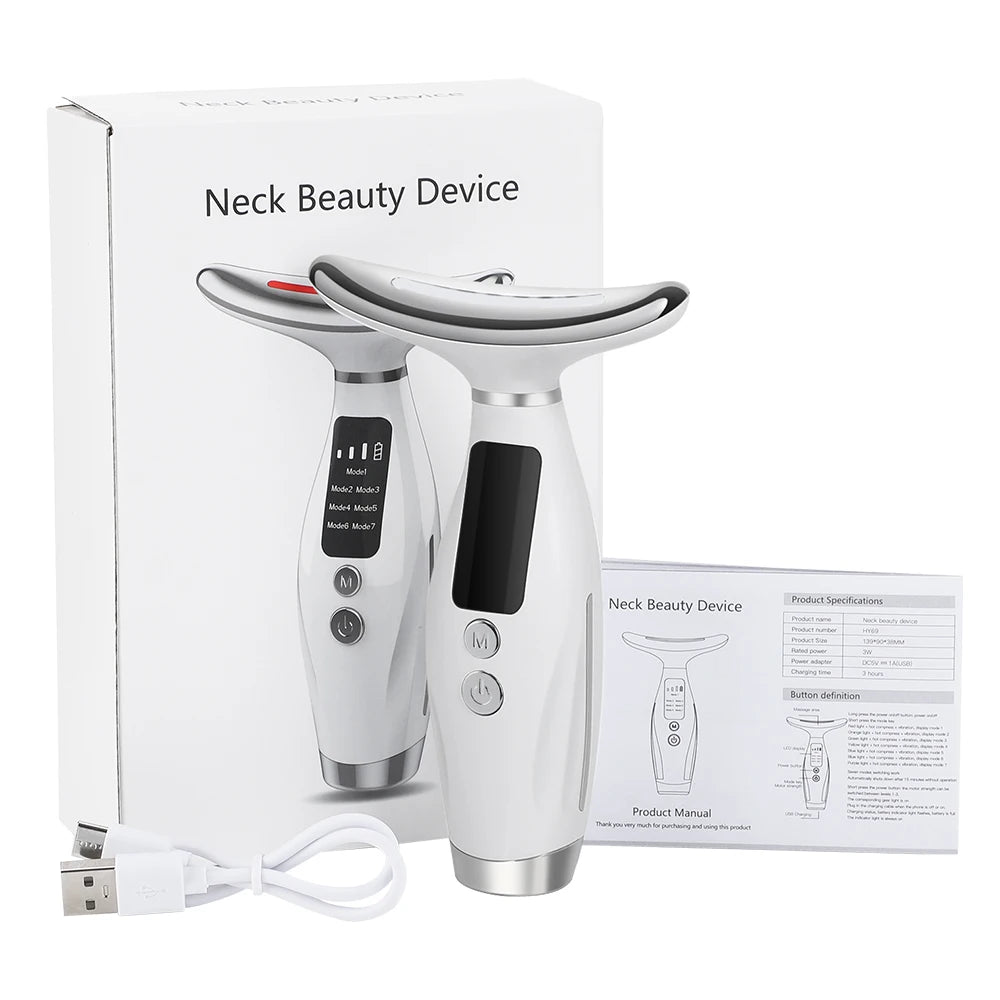7-Colour Light Neck & Face Beauty Device – Skin Tightening, Double Chin & Anti-Wrinkle