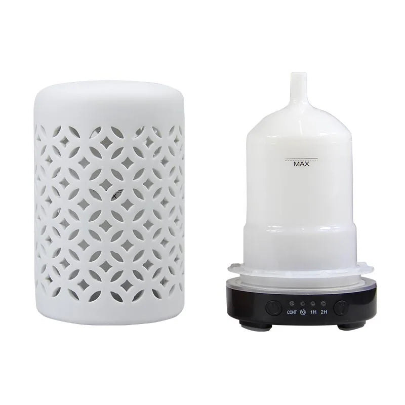 Ceramic Ultrasonic Aroma Diffuser – Timer Function, LED Lights & Essential Oil Diffuser