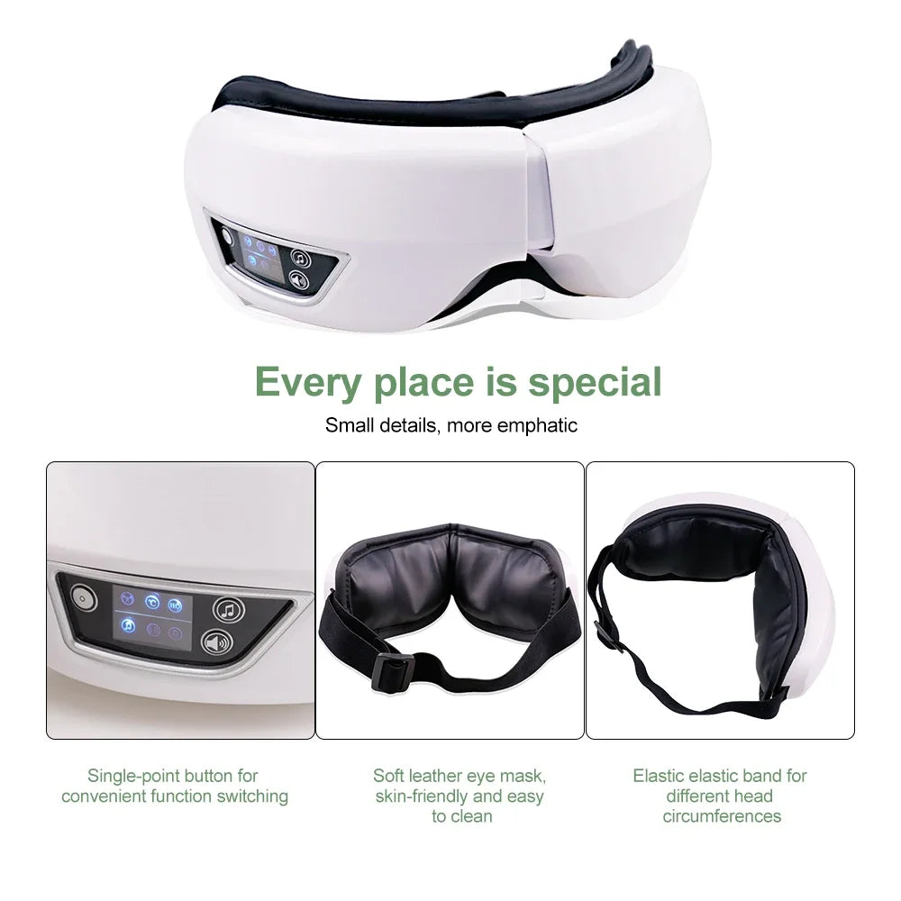 Smart Foldable Eye Massager – Bluetooth Music & Airbag Compression for Eye Care