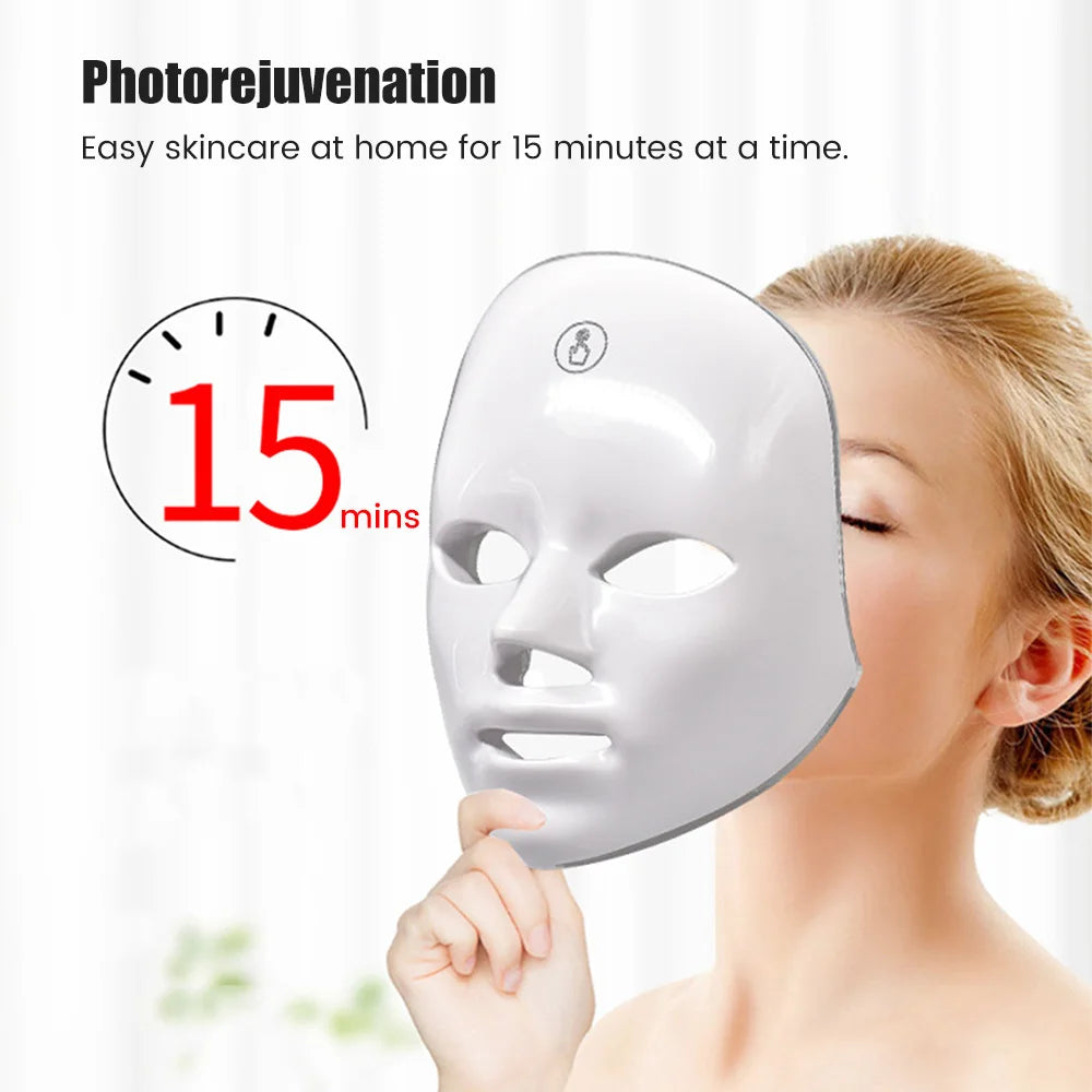7-in-1 Colour LED Facial Skin Care Mask – Red Light Therapy for Lifting & Whitening