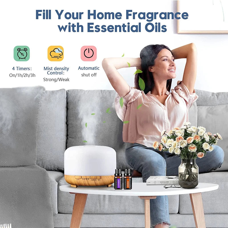 Mini Wood Grain Aroma Diffuser – USB Humidifier with Colourful Night Lights
