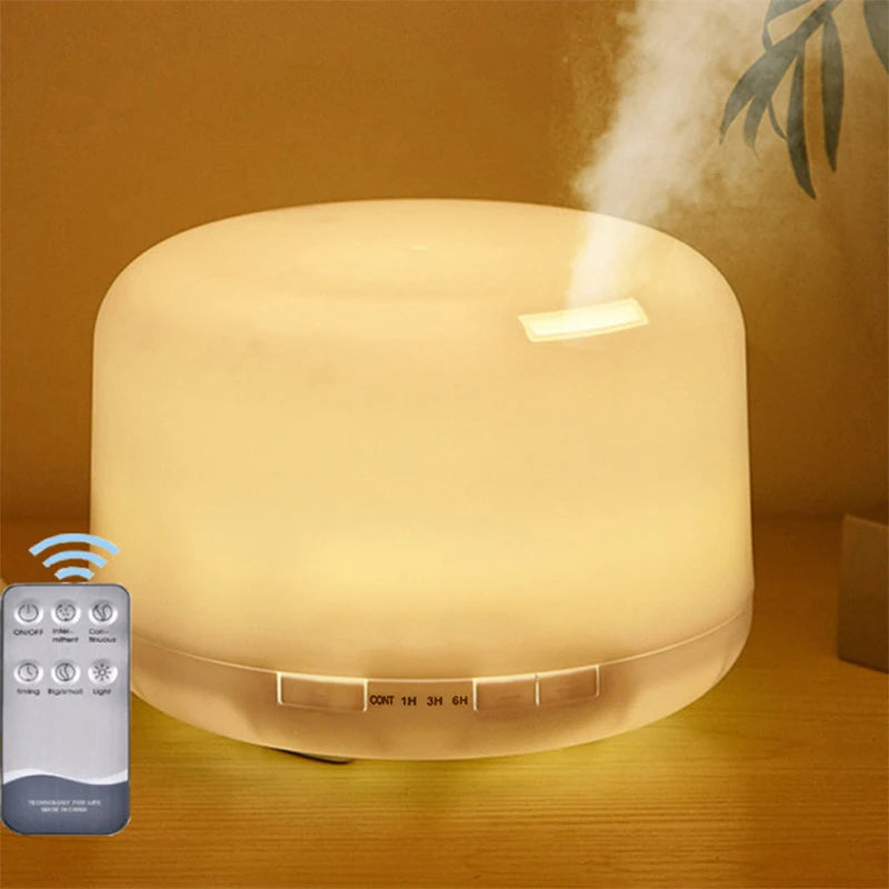 500ml Ultrasonic Aroma Diffuser – Remote Control, LED Night Lights & Essential Oil Humidifier