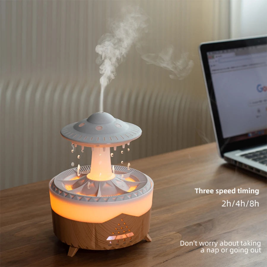 UFO Raindrop Aroma Diffuser – Remote Control, 7 Colour Lights & Essential Oil Humidifier
