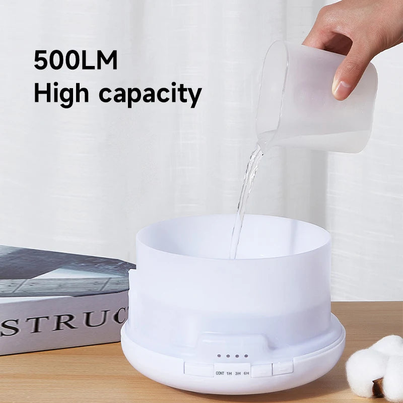 500ml Ultrasonic Aroma Diffuser – Remote Control, LED Night Lights & Essential Oil Humidifier