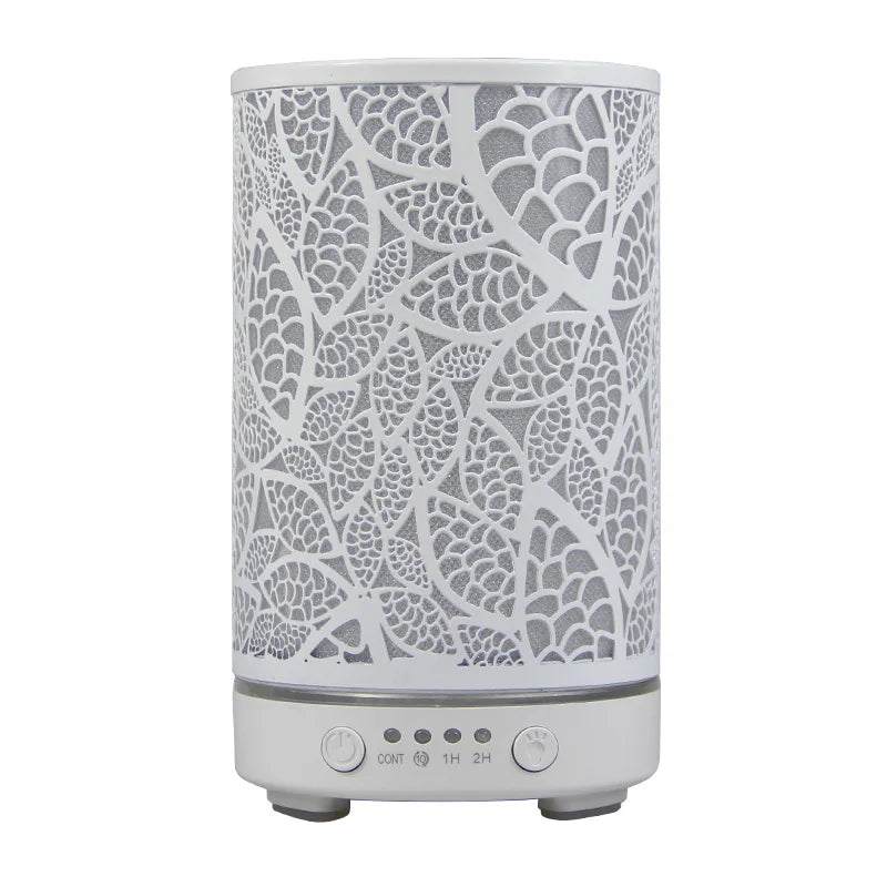Aroma Diffuser Iron Hollow Leaves Ultrasonic Air Humidifier Desktop Humidifier Smart Home Appliances Room Decor with Led Light