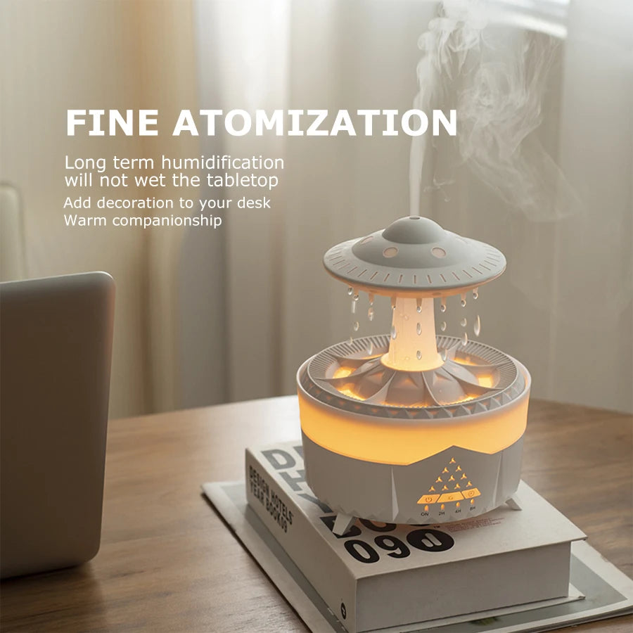 UFO Raindrop Aroma Diffuser – 7 Colour LED, Remote Control & Essential Oil Humidifier