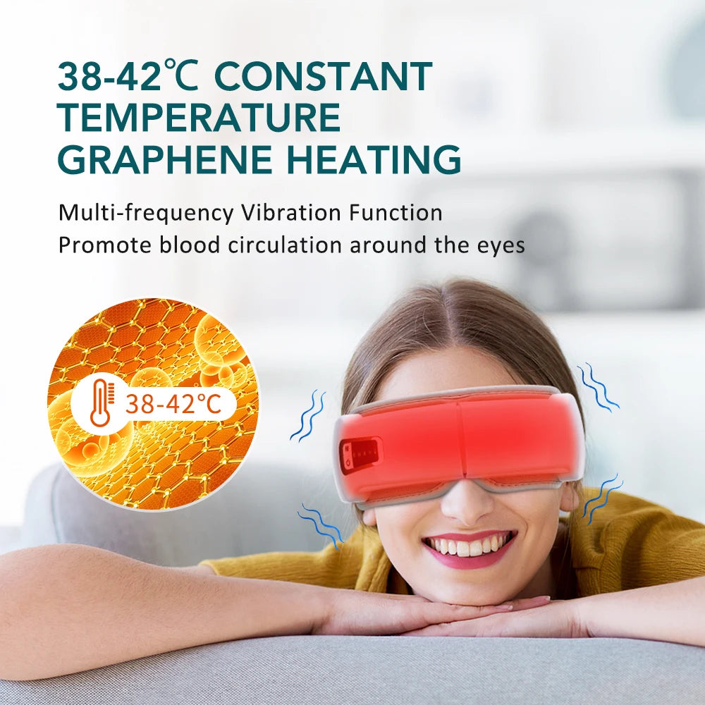 Foldable Eye Massager – Air Pressure, Heat Compress & Bluetooth Music for Eye Relief