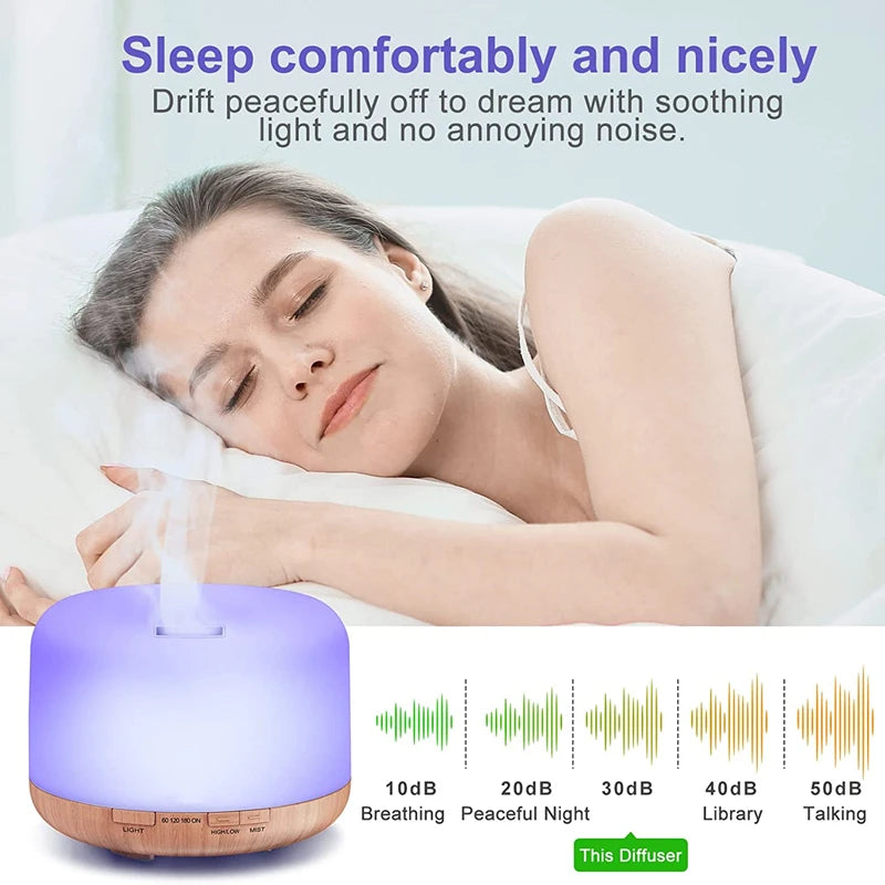 Mini Wood Grain USB Aroma Diffuser – Essential Oil Humidifier with Colourful Night Lights