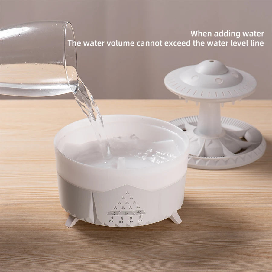UFO Raindrop Aroma Diffuser – 7 Colour LED, Remote Control & Essential Oil Humidifier